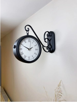 Kasva Concept Çift Taraflı Modern Istasyon Duvar Saati - 36X25 cm