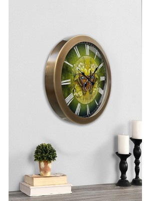 Kasva Concept 36 cm Eskitme Metal Kelebek Duvar Saati