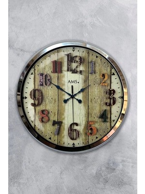 Kasva Concept 40 cm Krom Metal Eski Ev Duvar Saati