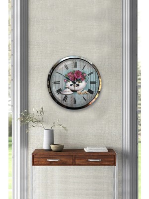 Kasva Concept Hediyelik 40 cm Krom Metal Mutfak Duvar Saati