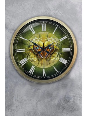 Kasva Concept 40 cm Eskitme Metal Kelebek Duvar Saati