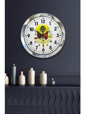 Kasva Concept Hediyelik 36 cm Krom Metal Osmanlı Arması Duvar Saati