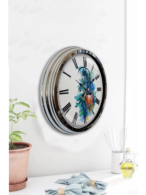 Kasva Concept 40 cm Krom Metal Nazar Ayeti Duvar Saati