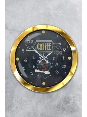 Kasva Concept Hediyelik 36 cm Gold Metal Mutfak Duvar Saati