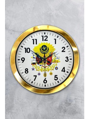 Kasva Concept 36 cm Gold Metal Osmanlı Arması Duvar Saati