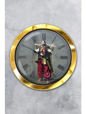 Kasva Concept 36 cm Gold Metal Yeniçeri Osmanlı Duvar Saati