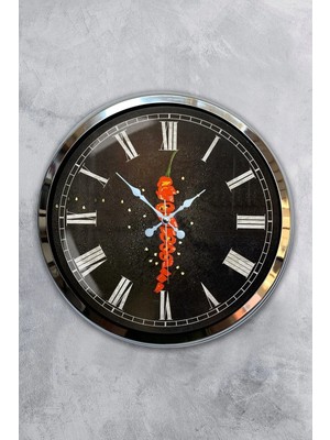 Kasva Concept Hediyelik 40 cm Krom Metal Matematik Duvar Saati