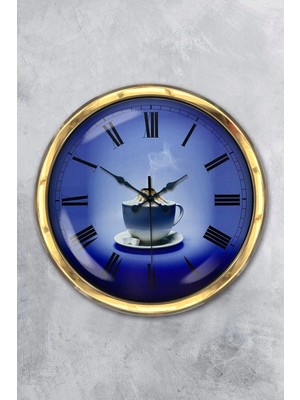 Kasva Concept Hediyelik 40 cm Gold Metal Mutfak Duvar Saati