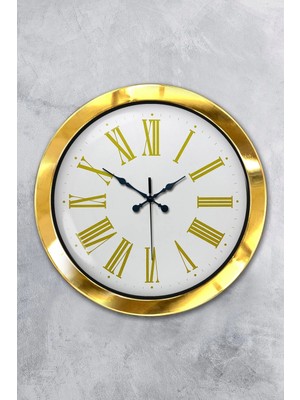 Kasva Concept Hediyelik 36 cm Gold Metal Roma Rakamlı Duvar Saati