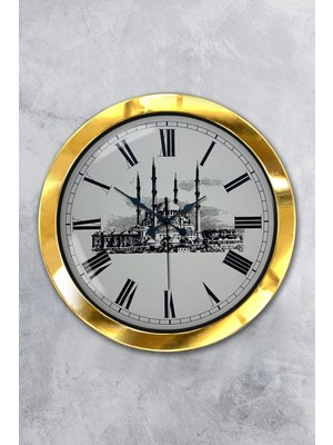 Kasva Concept Hediyelik 36 cm Gold Metal Cami Temalı Duvar Saati