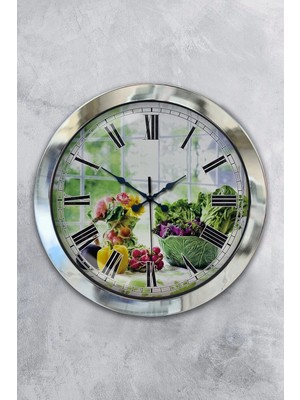 Kasva Concept 36 cm Krom Metal Mutfak Duvar Saati