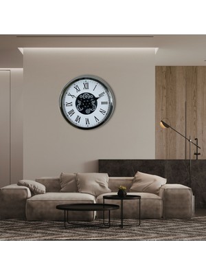 Alpotekno Krom Roma Rakamlı 60 cm Çarklı Duvar Saati