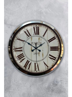 Kasva Concept 40 cm Krom Metal Osmanlı Desen Duvar Saati