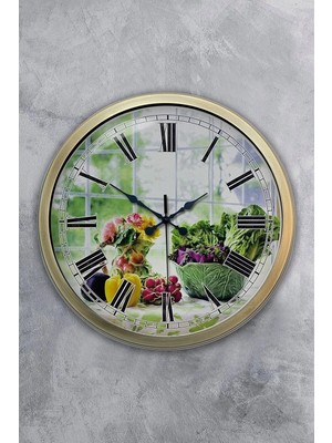 Kasva Concept Dekoratif Hediyelik 40 cm Eskitme Metal Mutfak Duvar Saati