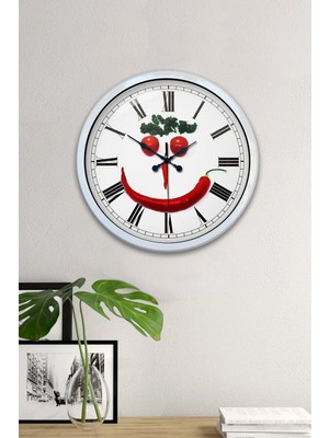 Kasva Concept Hediyelik 40 cm Beyaz Metal Mutfak Duvar Saati
