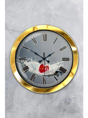 Kasva Concept Hediyelik 36 cm Gold Metal Mutfak Duvar Saati