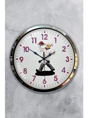 Kasva Concept 40 cm Krom Metal Mutfak Duvar Saati