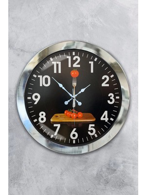 Kasva Concept Hediyelik 36 cm Krom Metal Mutfak Duvar Saati