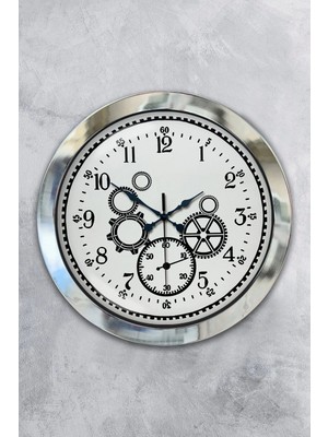 Kasva Concept Hediyelik 36 cm Krom Metal Mekanik Duvar Saati