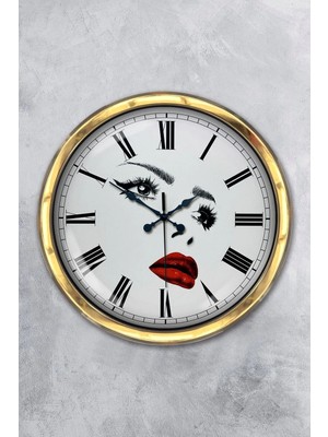 Kasva Concept 40 cm Gold Metal Güzellik Salonu Duvar Saati