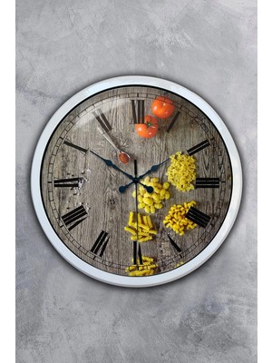 Kasva Concept Hediyelik 40 cm Beyaz Metal Mutfak Duvar Saati