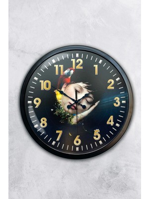 Kasva Concept 40 cm Siyah Metal Dünya Haritası Duvar Saati