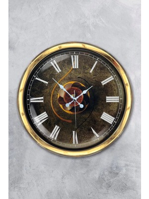 Kasva Concept Hediyelik 40 cm Gold Metal Mutfak Duvar Saati