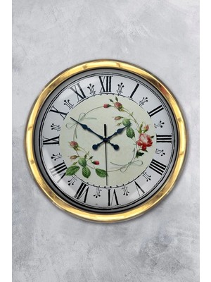 Kasva Concept Hediyelik 40 cm Gold Metal Yaprak Duvar Saati