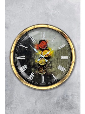 Kasva Concept Hediyelik 40 cm Gold Metal Mutfak Duvar Saati
