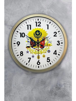 Kasva Concept 40 cm Eskitme Metal Osmanlı Arması Duvar Saati