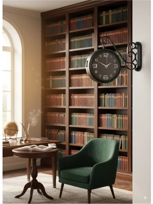 Kasva Concept Çift Taraflı Modern Istasyon Duvar Saati - 36X25 cm