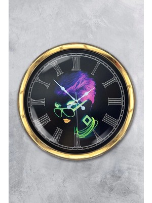 Kasva Concept Hediyelik 40 cm Gold Metal Disco Duvar Saati