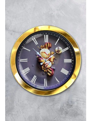 Kasva Concept Hediyelik 36 cm Gold Metal Mutfak Duvar Saati