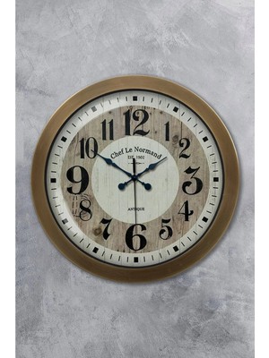 Kasva Concept Hediyelik 36 cm Eskitme Metal Büyük Rakam Duvar Saati