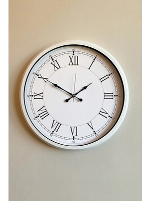 Kasva Concept Metal Beyaz Retro Duvar Saati 40 cm Yuvarlak Modern Tasarım ile Şık Dekorasyon