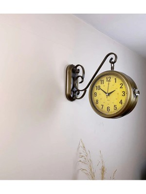 Kasva Concept Çift Taraflı Anque Istasyon Duvar Saati - 36X25 cm