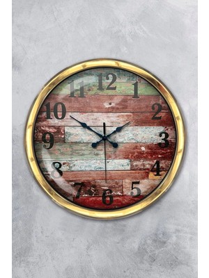 Kasva Concept Hediyelik 40 cm Gold Metal Kütük Duvar Saati