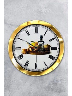 Kasva Concept Hediyelik 36 cm Gold Metal Mutfak Duvar Saati