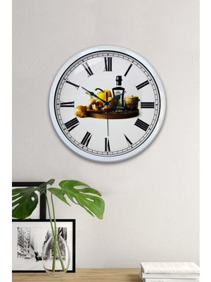 Kasva Concept Hediyelik 40 cm Beyaz Metal Mutfak Duvar Saati