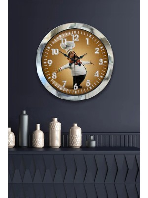 Kasva Concept Hediyelik 36 cm Krom Metal Mutfak Duvar Saati