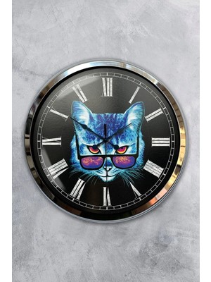 Kasva Concept 40 cm Krom Metal Köy Evi Duvar Saati