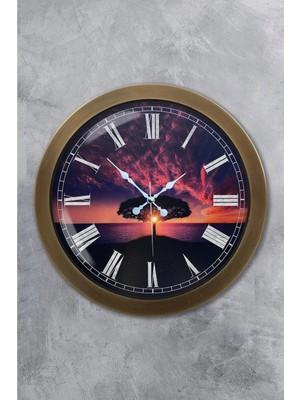 Kasva Concept Hediyelik 36 cm Eskitme Metal Ağaç Duvar Saati