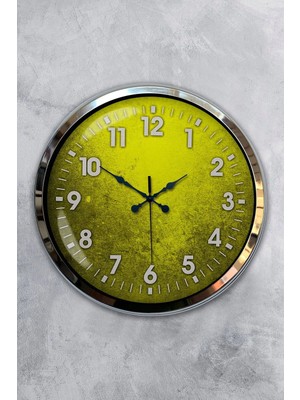 Kasva Concept Hediyelik 40 cm Krom Metal Sarı Duvar Saati