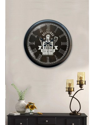 Kasva Concept Hediyelik 40 cm Siyah Metal Mutfak Duvar Saati