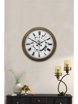 Kasva Concept Hediyelik 36 cm Eskitme Metal Güzellik Salonu Duvar Saati