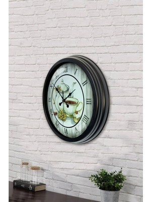 Kasva Concept Hediyelik 40 cm Siyah Metal Mutfak Duvar Saati