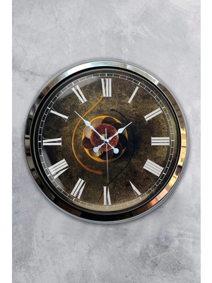 Kasva Concept Hediyelik 40 cm Krom Metal Mutfak Duvar Saati