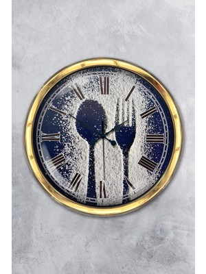 Kasva Concept Hediyelik 40 cm Gold Metal Mutfak Duvar Saati