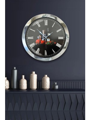 Kasva Concept Hediyelik 36 cm Krom Metal Mutfak Duvar Saati