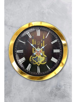 Kasva Concept Hediyelik 36 cm Gold Metal Cami Duvar Saati